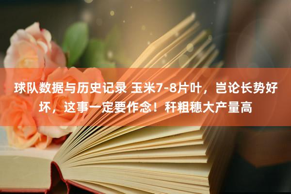 球队数据与历史记录 玉米7-8片叶，岂论长势好坏，这事一定要作念！秆粗穗大产量高
