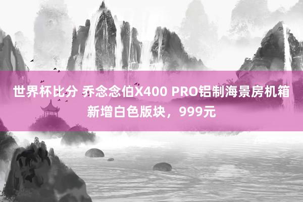 世界杯比分 乔念念伯X400 PRO铝制海景房机箱新增白色版块，999元