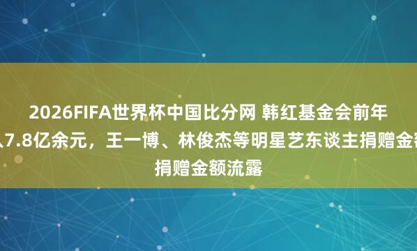 2026FIFA世界杯中国比分网 韩红基金会前年共收入7.8亿余元,王一博、林俊杰等明星艺东谈主捐赠金额流露