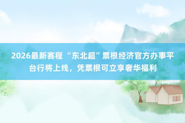 2026最新赛程 “东北超”票根经济官方办事平台行将上线，凭票根可立享奢华福利
