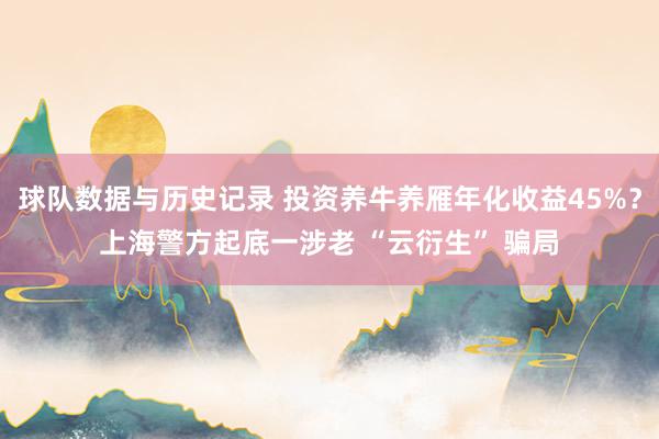 球队数据与历史记录 投资养牛养雁年化收益45%？上海警方起底一涉老 “云衍生” 骗局