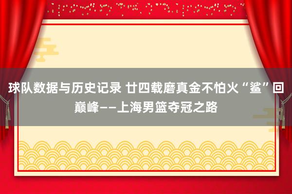 球队数据与历史记录 廿四载磨真金不怕火“鲨”回巅峰——上海男篮夺冠之路