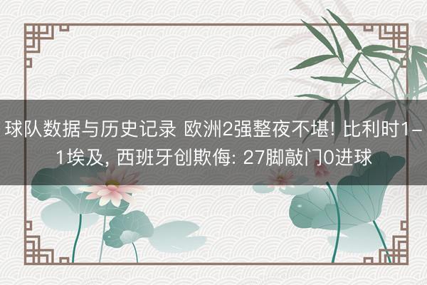 球队数据与历史记录 欧洲2强整夜不堪! 比利时1-1埃及， 西班牙创欺侮: 27脚敲门0进球